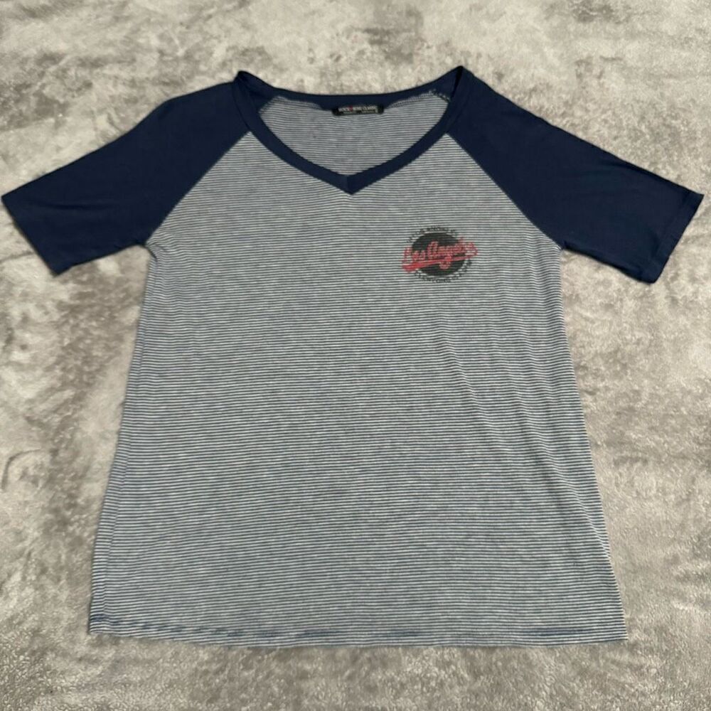 Rock Rose Classic Vintage Los Angeles Striped Baseball Tee S
